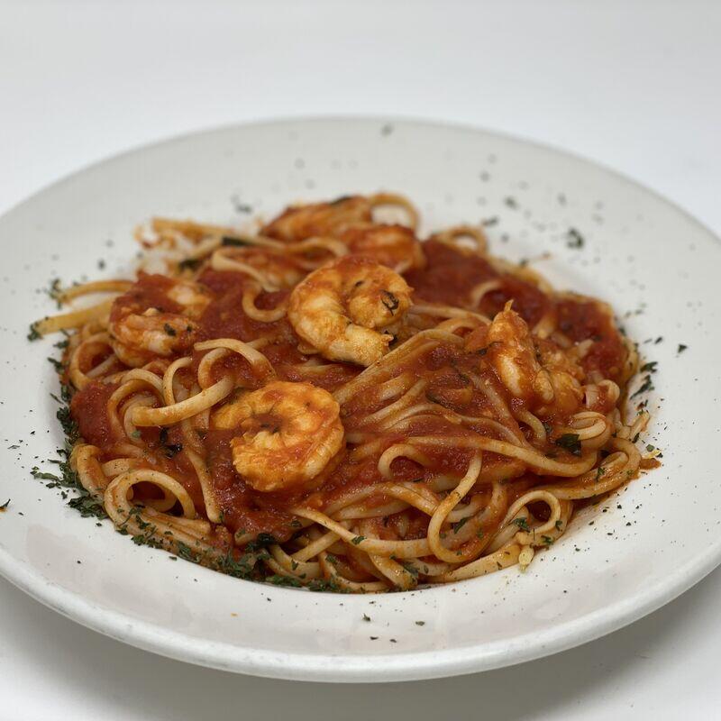 Shrimp Marinara Over Linguini
